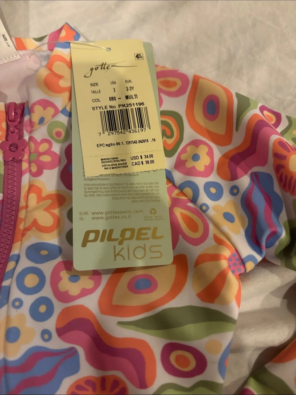 Gottex Floral Multi-Color Long Sleeve One-Piece Swimsuit